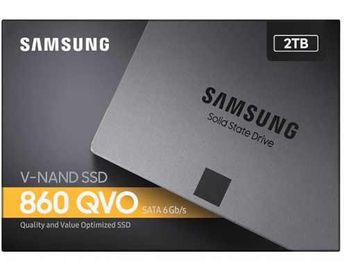 Твердотельный диск 2TB Samsung 860 QVO, V-NAND, 2.5", SATA III, [R/W - 520/550 MB/s]